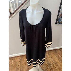 LILLY PULITZER Connie Black Cream Merino Wool Sweater Mini Shift Size Medium